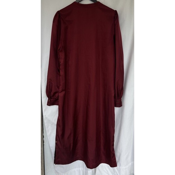 Scotch & Soda Womens Voyage Burgundy Red Satin Dress Midi Puff Sleeves Size XL - Picture 5 of 8